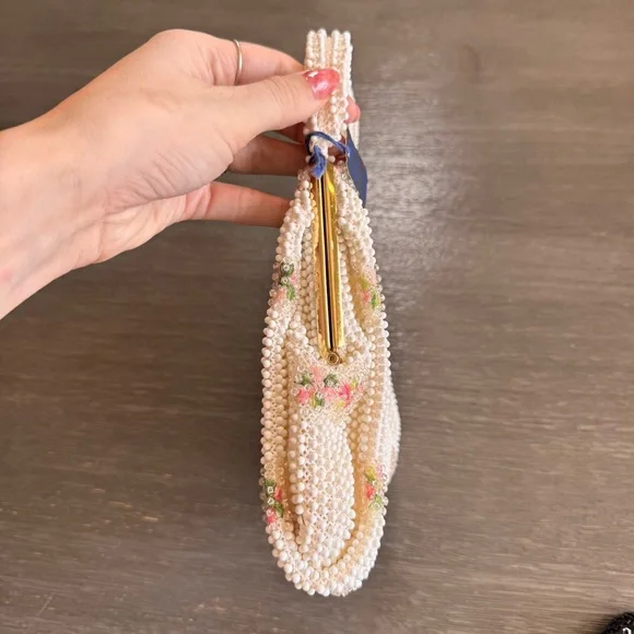 Vintage NWT Corde Bead Beaded Floral Purse Bag Deadstock - Picture 5 of 12